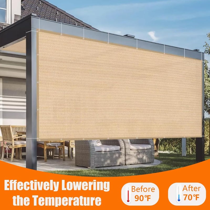 POYEE 90% 12x15ft Sun Shade Cloth for Outdoor Deck Backyard Patio Garden Pergola Cover Canopy Beige - Image 3